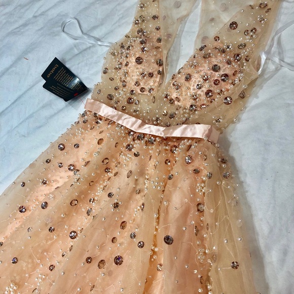 EMBELLISHED DEEP V GOWN DRESS - Picture 5 of 8